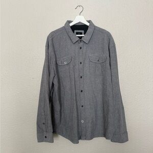 Prana Gray Herringbone Button-Up Shirt